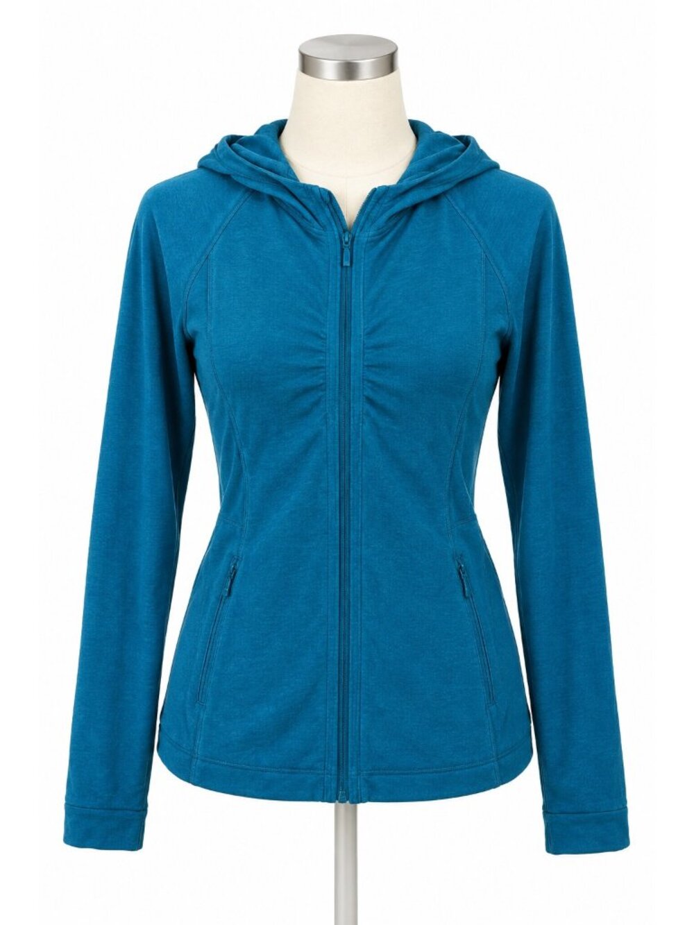 REI Women's 100% Merino Wool Hooded Full Zip Jacket Blue size S Pockets Gorpcore